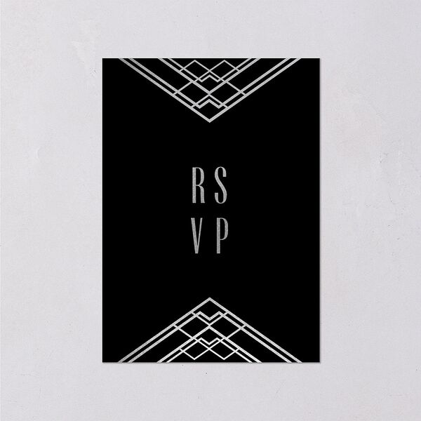 Diamond Deco Wedding Response Cards Silver Licorice Signature Standard