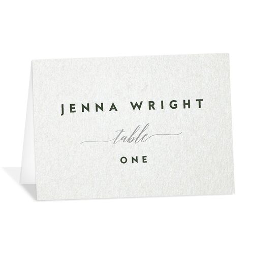 We Do Foil Place Cards Silver Hunter Green Signature