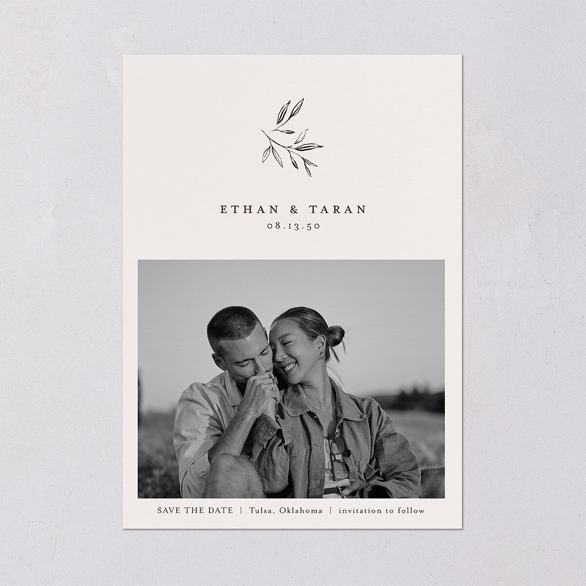 Minimal Leaves Save The Date Cards — view 2