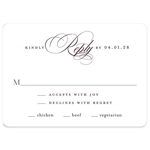 Classic Flourish Wedding Response Cards Burgundy Signature Rounded