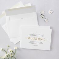 Classically Stated Wedding Invitations Pure White Gold No Signature Blank Standard