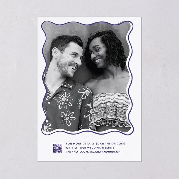 Hand Drawn Wavy Border Wedding Invitations Sapphire Signature Blank No Standard