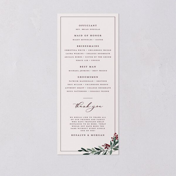 Gilded Botanical Wedding Programs Burgundy Signature