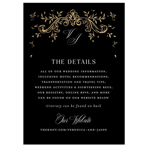Formal Opulent Frame Foil Wedding Enclosure Cards Midnight Gold Signature Standard