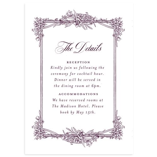 Elegant Antique Toile Frame Wedding Enclosure Cards by Bridgerton Bordeaux Signature Standard