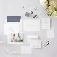 Floral Adornment Save The Date Cards Dusty Blue Signature smooth Blank No Standard