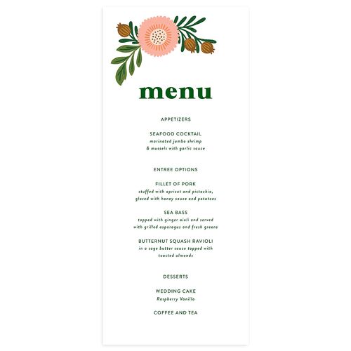 Retro Bloom Menus Scottish Green Signature
