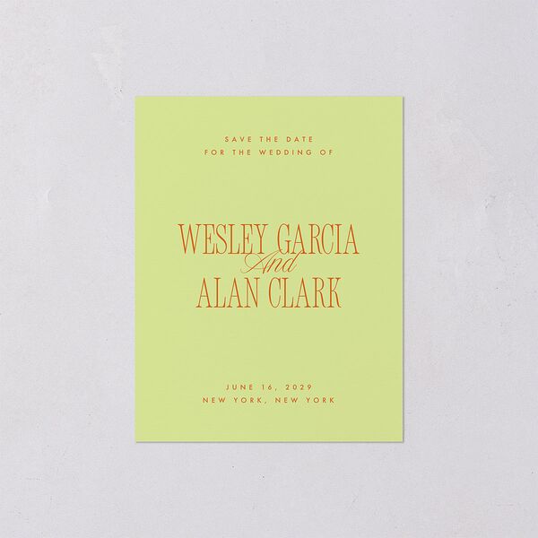 Hollywood Type Save the Date Petite Cards Avocado Signature smooth Blank No Standard