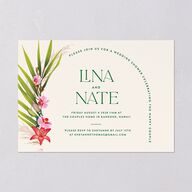 Hawaiian Tropical Orchid Oval Bridal Shower Invitations Crimson Signature Blank Standard