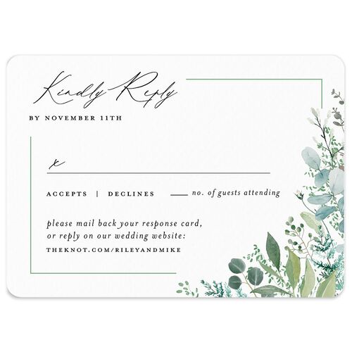 Gorgeous Greenery Wedding Response Cards Pure White Signature Rounded