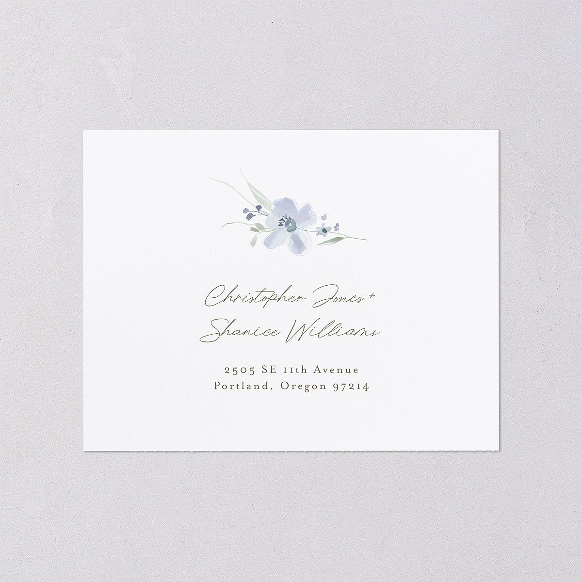 Floral Photo All-in-One Wedding Invitations Ocean Signature Light Both Recipient and Return Addresses No