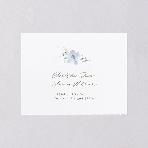 Floral Photo All-in-One Wedding Invitations Ocean Signature Light Both Recipient and Return Addresses No
