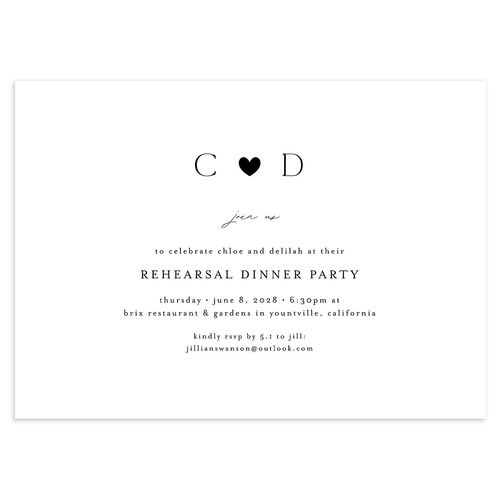 Dainty Heart Rehearsal Dinner Invitations Pure White Signature Blank Standard