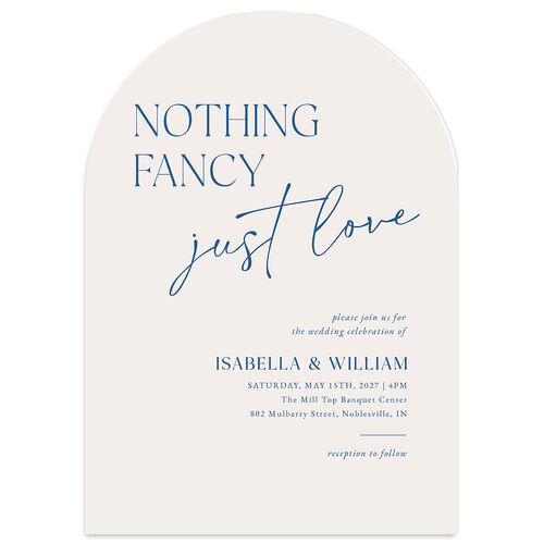 Nothing Fancy Wedding Invitations French Blue Signature Blank No Arch