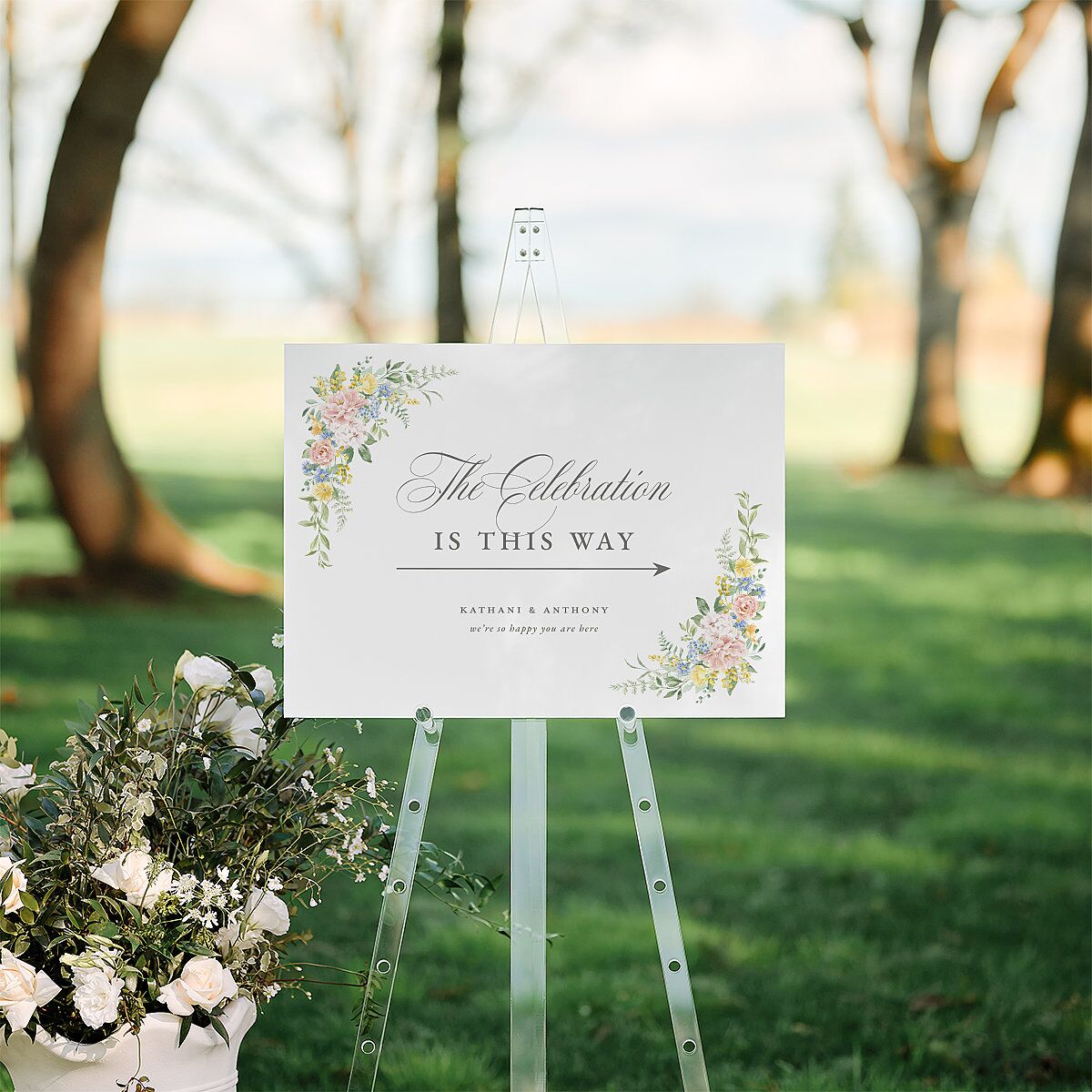 Glamorous Regency Garden Standard Direction Sign Medium by Bridgerton Sage Standard Indoor Foam Core M Direction