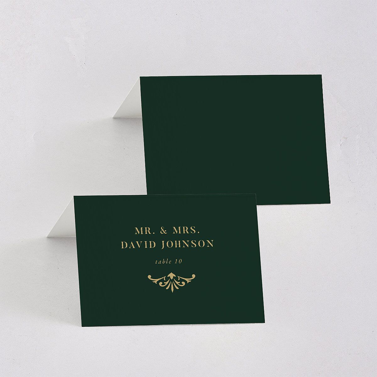 Luxe Monogram Place Cards Dark Green Signature
