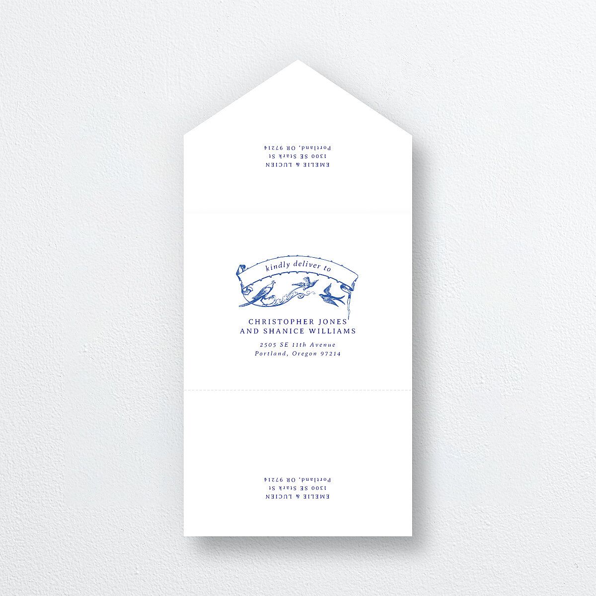 Vintage Toile All-in-One Wedding Invitations Sapphire Signature Light Both Recipient and Return Addresses No