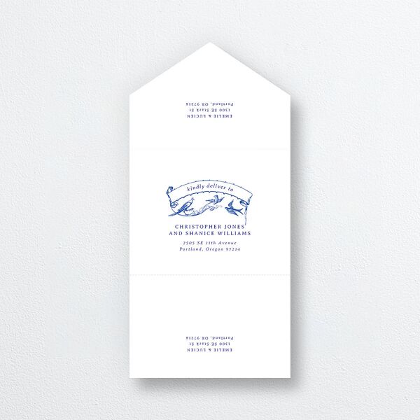 Vintage Toile All-in-One Wedding Invitations Sapphire Signature Light Both Recipient and Return Addresses No