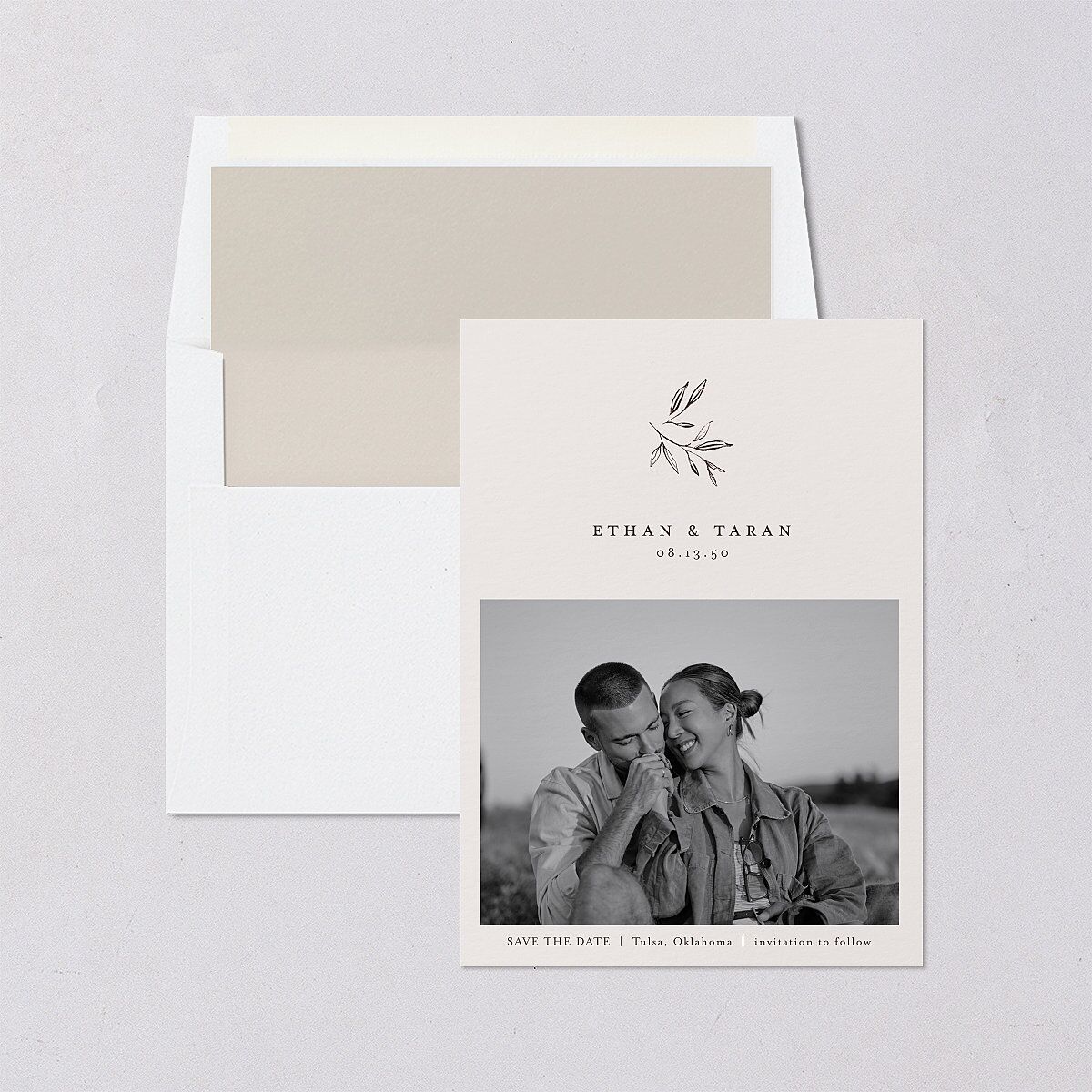 Minimal Leaves Save The Date Cards — view 4