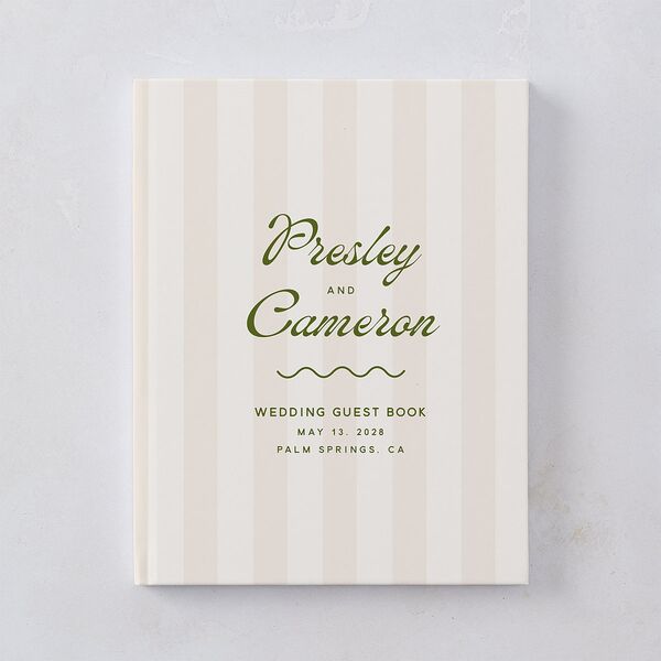 Cabana Stripes Guest Books Olive