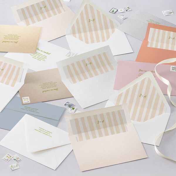 Eclectic Painted Stripes Wedding Invitations Pear Signature Blank No Standard