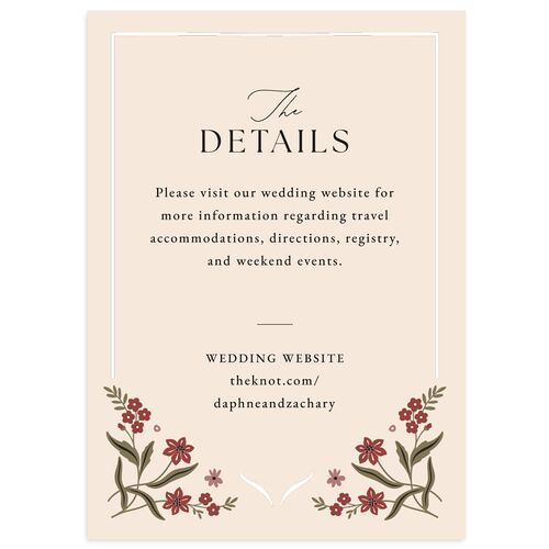 Flora Garden Border Wedding Event Detail Cards Licorice Signature Standard