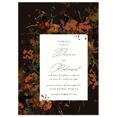 Midnight Floral Rehearsal Dinner Invitations Licorice Signature Blank Standard