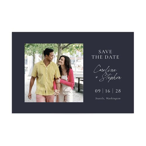Simple Square Save the Date Postcards Moody Blue