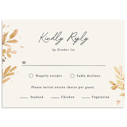 Leafy Garland Foil Wedding Response Cards Gold Midnight Signature Standard