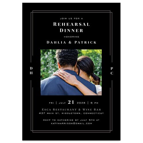 Framed Photo Rehearsal Dinner Invitations Licorice Signature Blank Standard