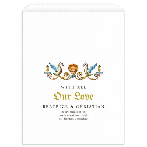 Medieval Renaissance Wedding Day Paper Favor Bags Moss White Wax-Lined Food Safe Paper