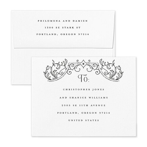Gothic Gate Save the Date Magnet Envelopes Blue Licorice Return Address Signature Standard