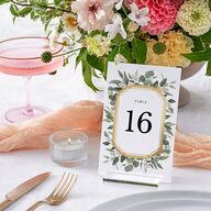 Eucalyptus Frame Foil Table Numbers Gold Pure White Signature