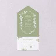 Fairytale Lace Floral Frame All-in-One Wedding Invitations Moss Signature Light Both Recipient and Return Addresses No