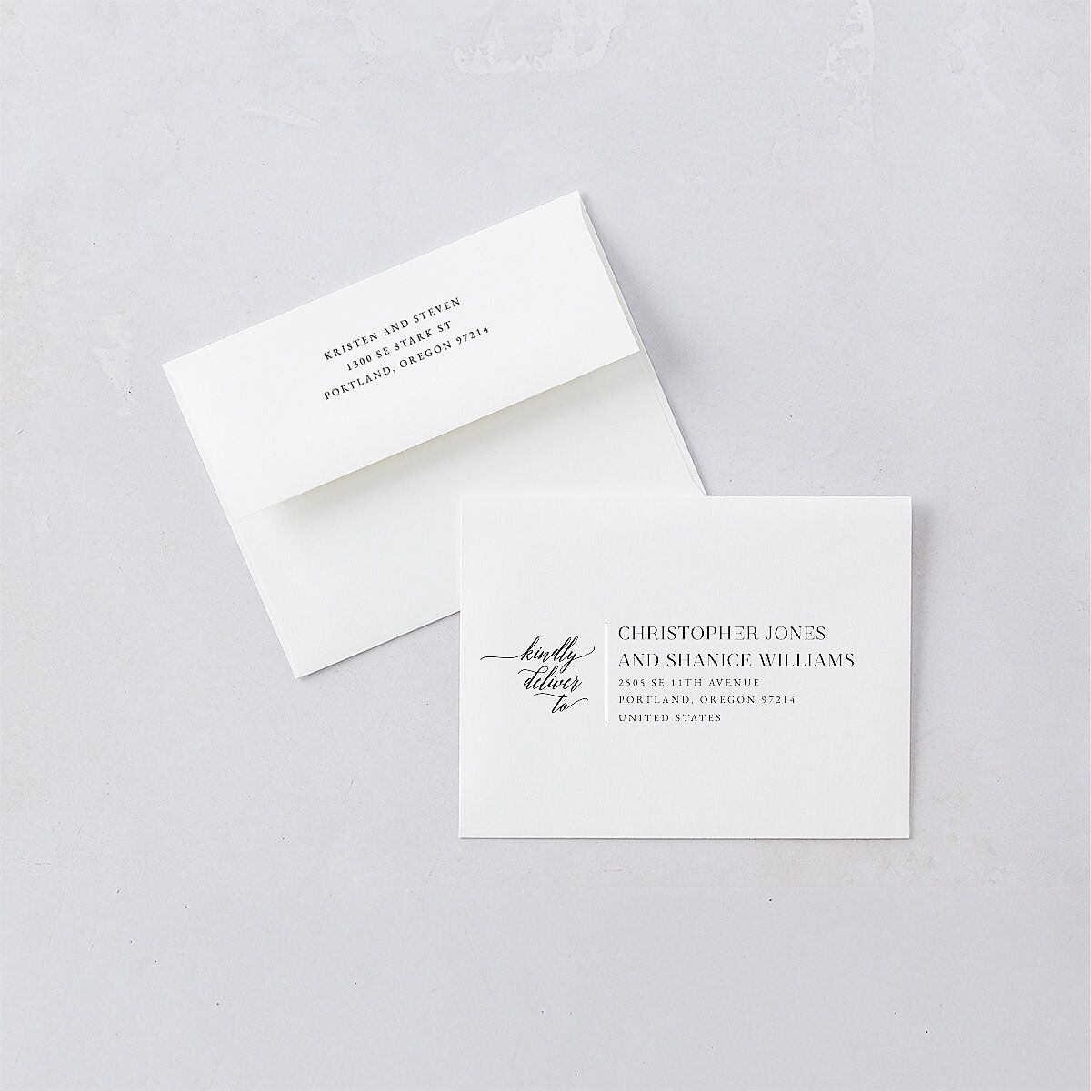 Painted Minimal Thank You Card Envelopes White Midnight Both Recipient and Return Addresses Signature Standard