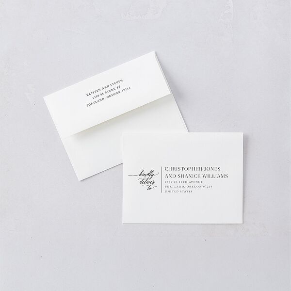 Painted Minimal Thank You Card Envelopes White Midnight Both Recipient and Return Addresses Signature Standard