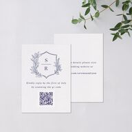 Elegant Garland Crest QR Code RSVP Cards Sapphire Signature Standard