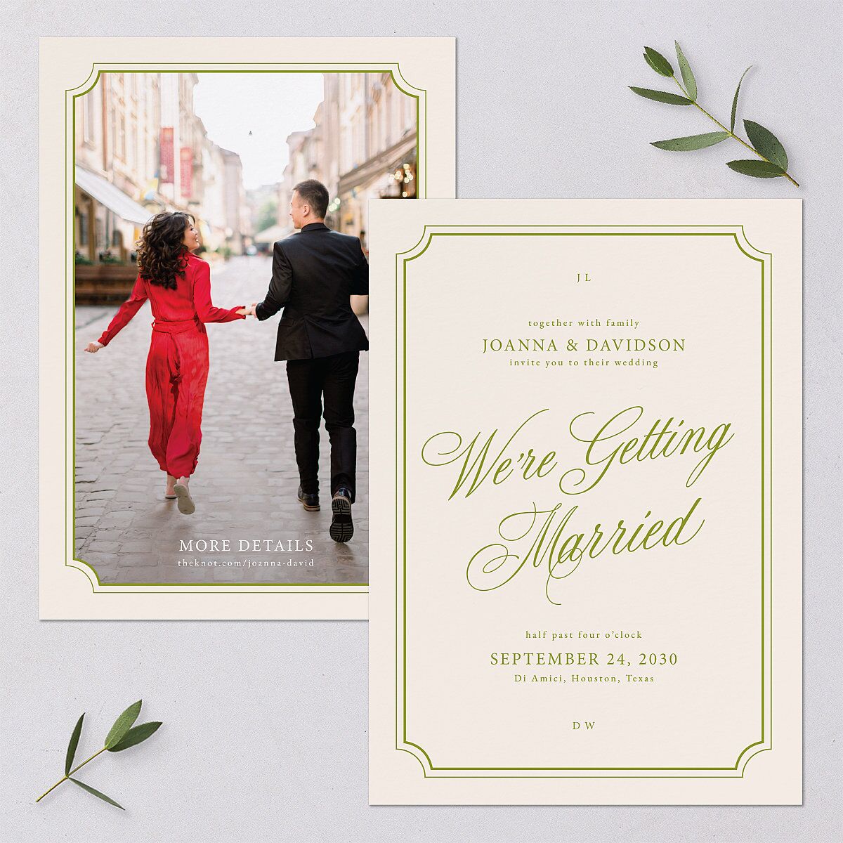 We're Getting Married Wedding Invitations Deep Olive Signature Blank No Standard