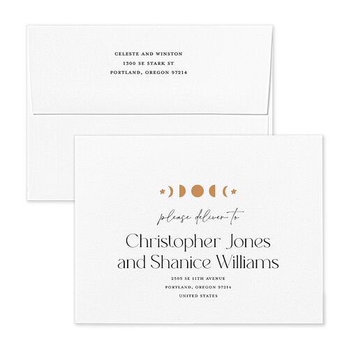 Celestial Galaxy Thank You Card Envelopes White Midnight Both Recipient and Return Addresses Signature Standard