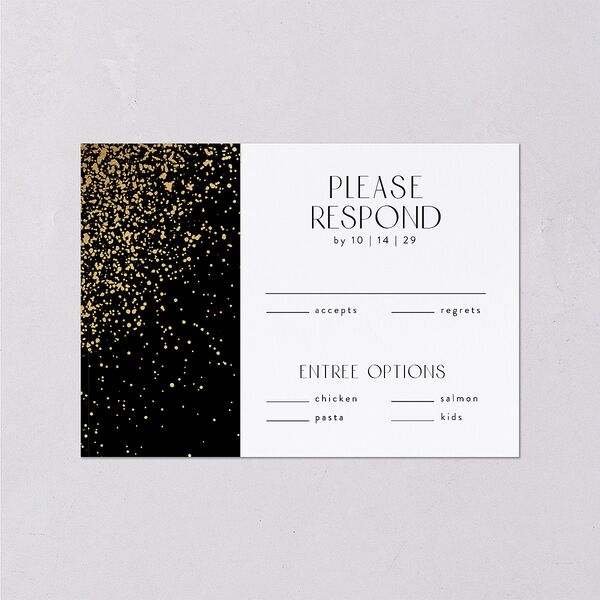 Shimmering Frame Wedding Response Cards Gold Licorice Signature Standard