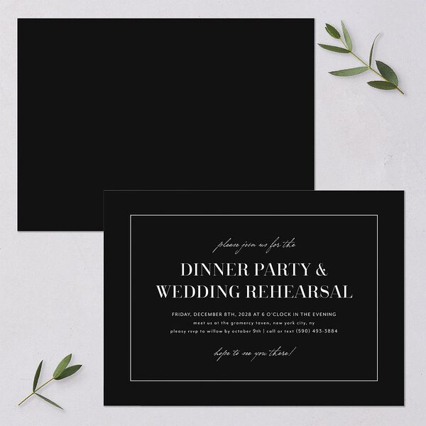 Classic Border Rehearsal Dinner Invitations Midnight Signature Blank Standard