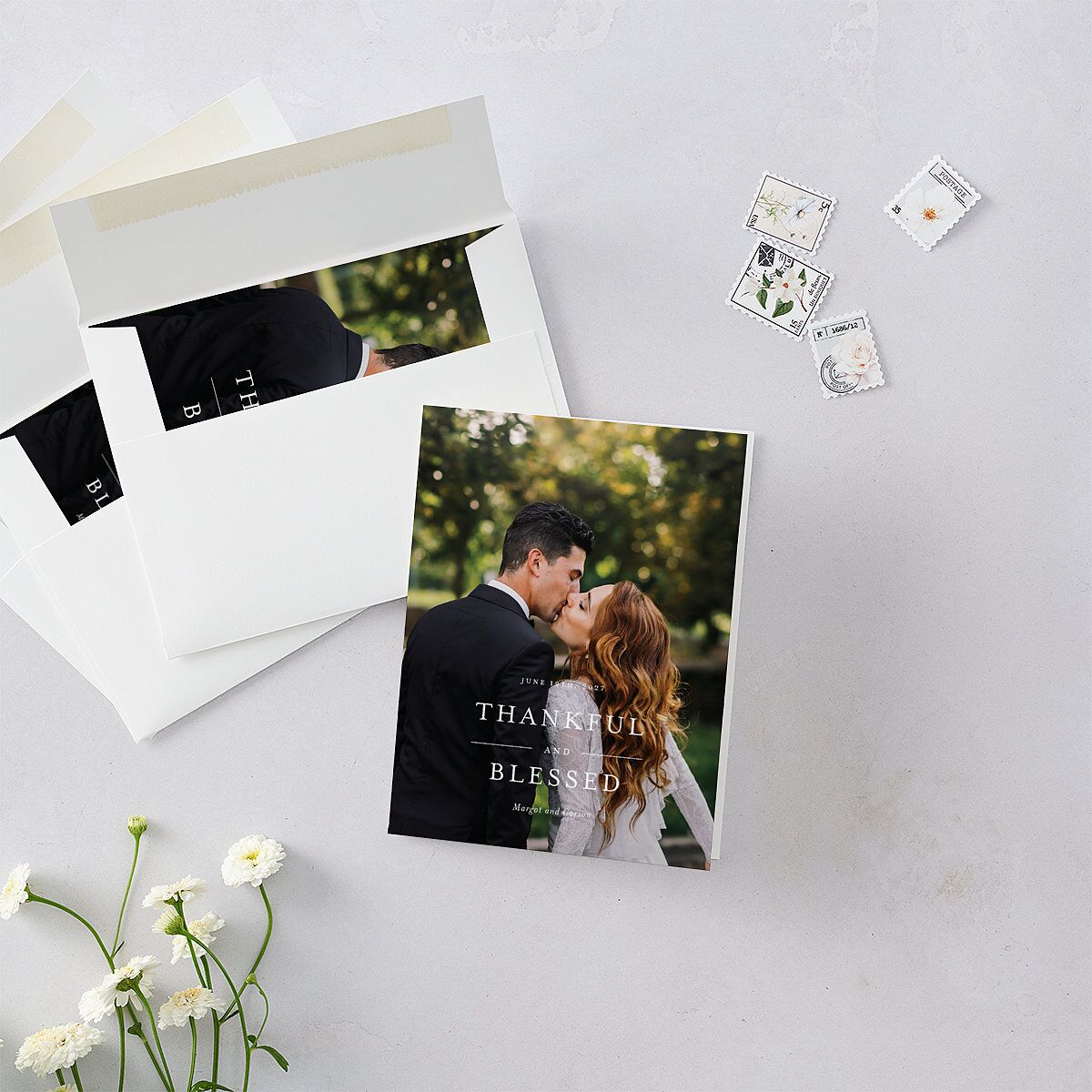 Southern Oak Tree Thank You Cards Pure White