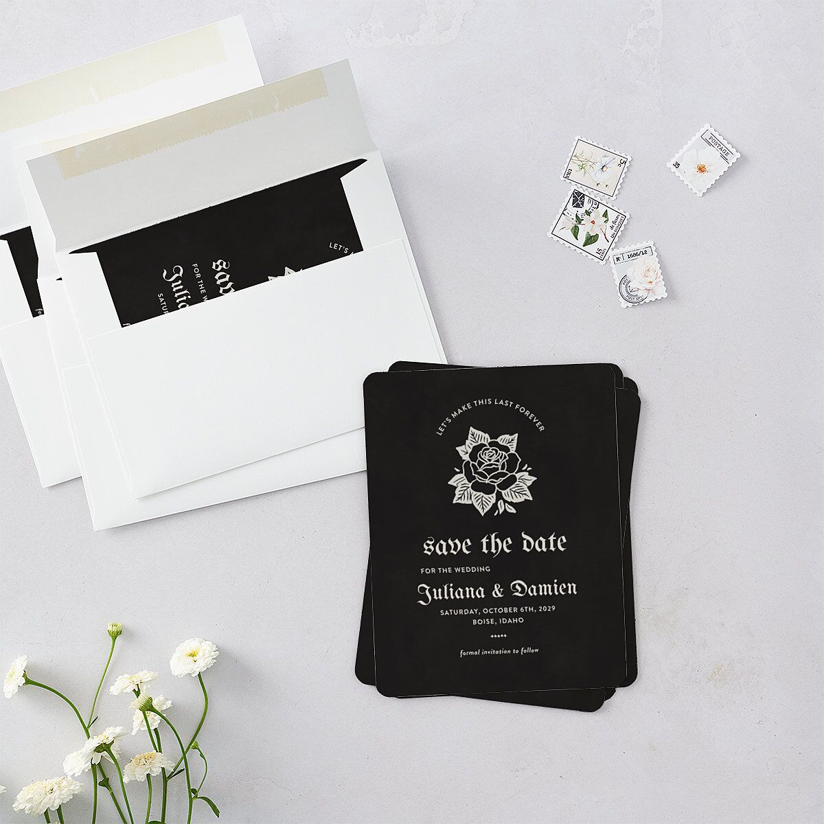Moody Gothic Rose Save The Date Magnets Midnight Magnet Paper
