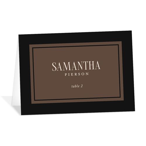 Elegant Diamond Pattern Place Cards Deep Bronze Signature