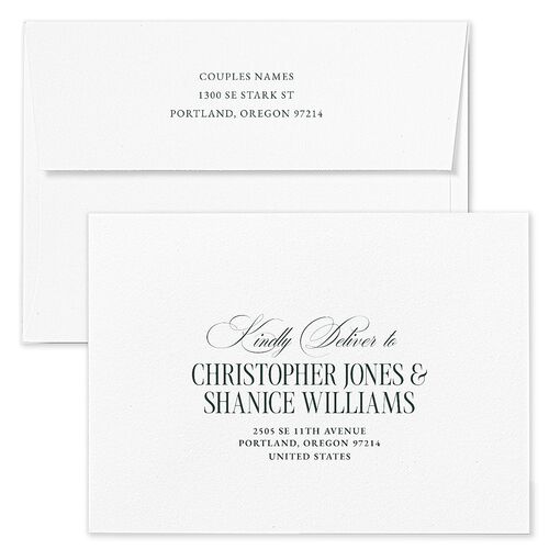 Elegant Vintage Christmas Wedding Invitation Envelopes White Pastel Blue Both Recipient and Return Addresses Standard Signature