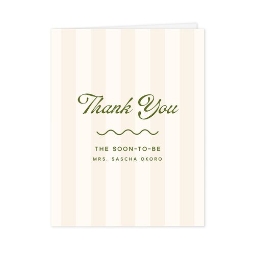 Cabana Stripes Bridal Shower Thank You Cards Olive
