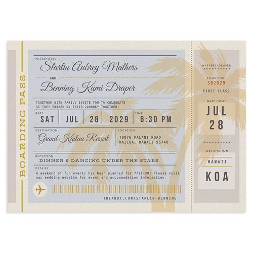 Retro Boarding Pass Travel Ticket Wedding Invitations Slate Signature Blank No Standard