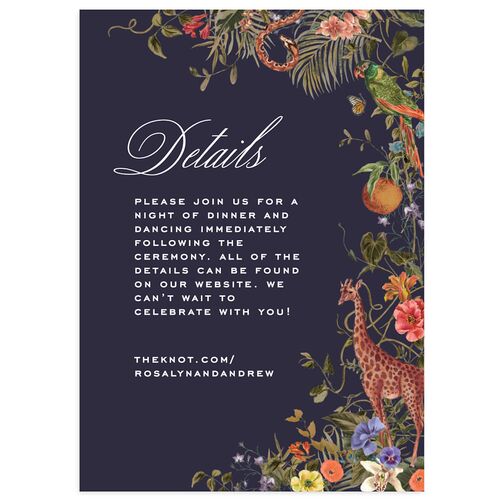 Wild About You Wedding Event Detail Cards Dark Navy Signature Standard