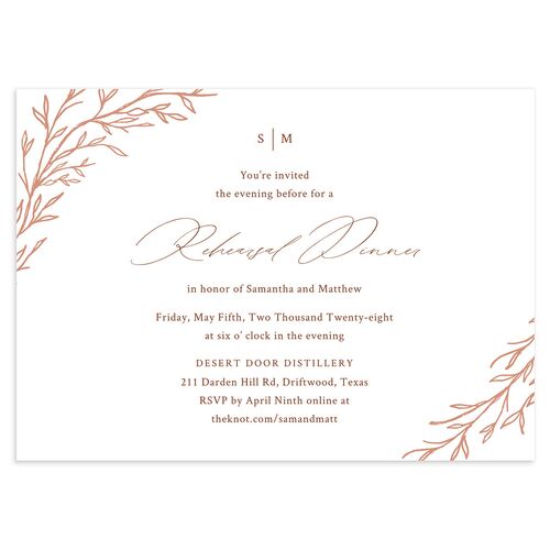 Rustic Branches Rehearsal Dinner Invitations Terracotta Signature Blank Standard