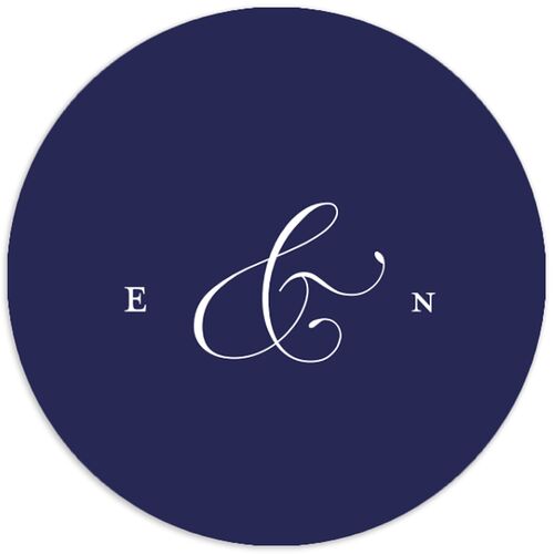 Classic Photo Wedding Stickers Navy Circle